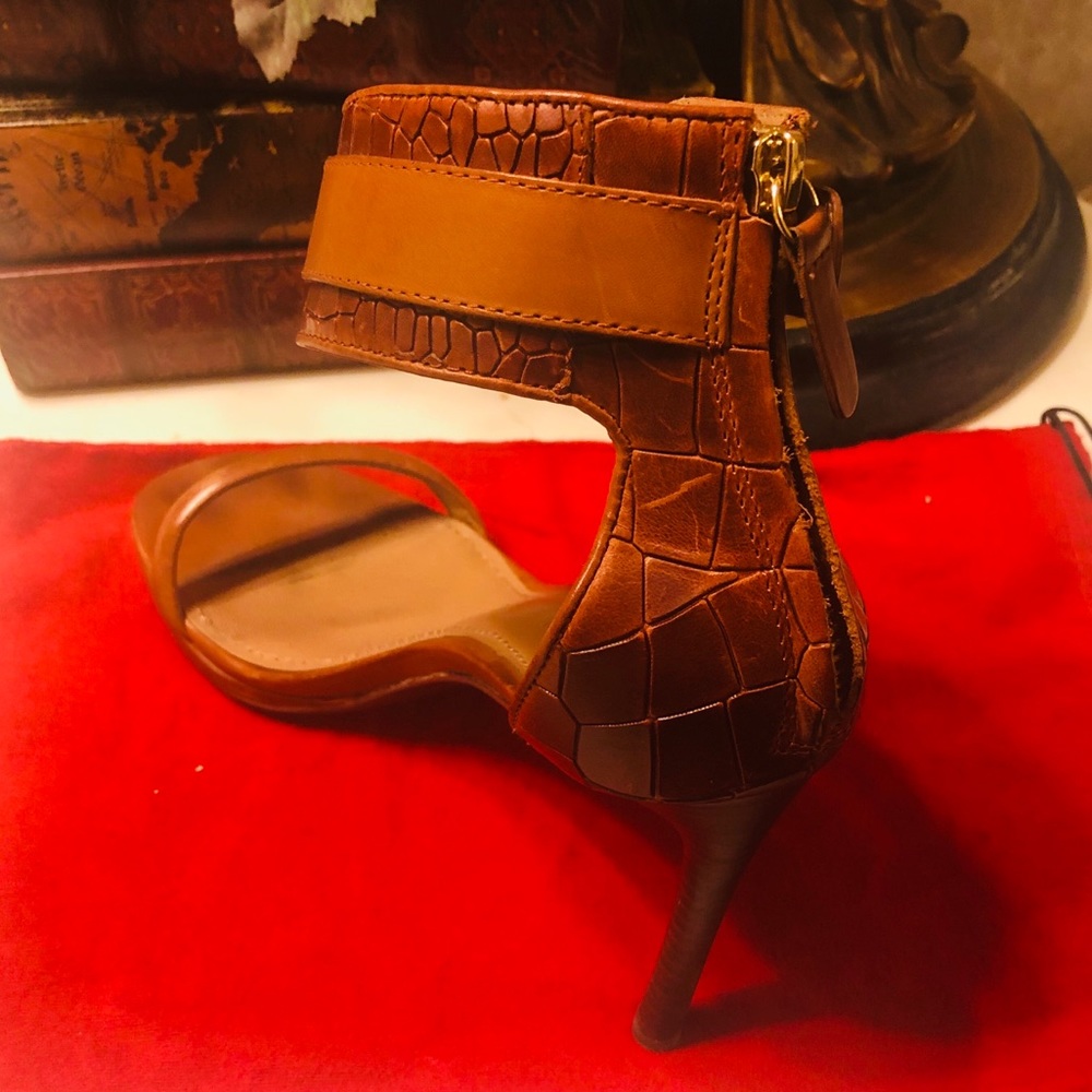 Rachel Zoe Faux Skin Ankle-Wrap Heel